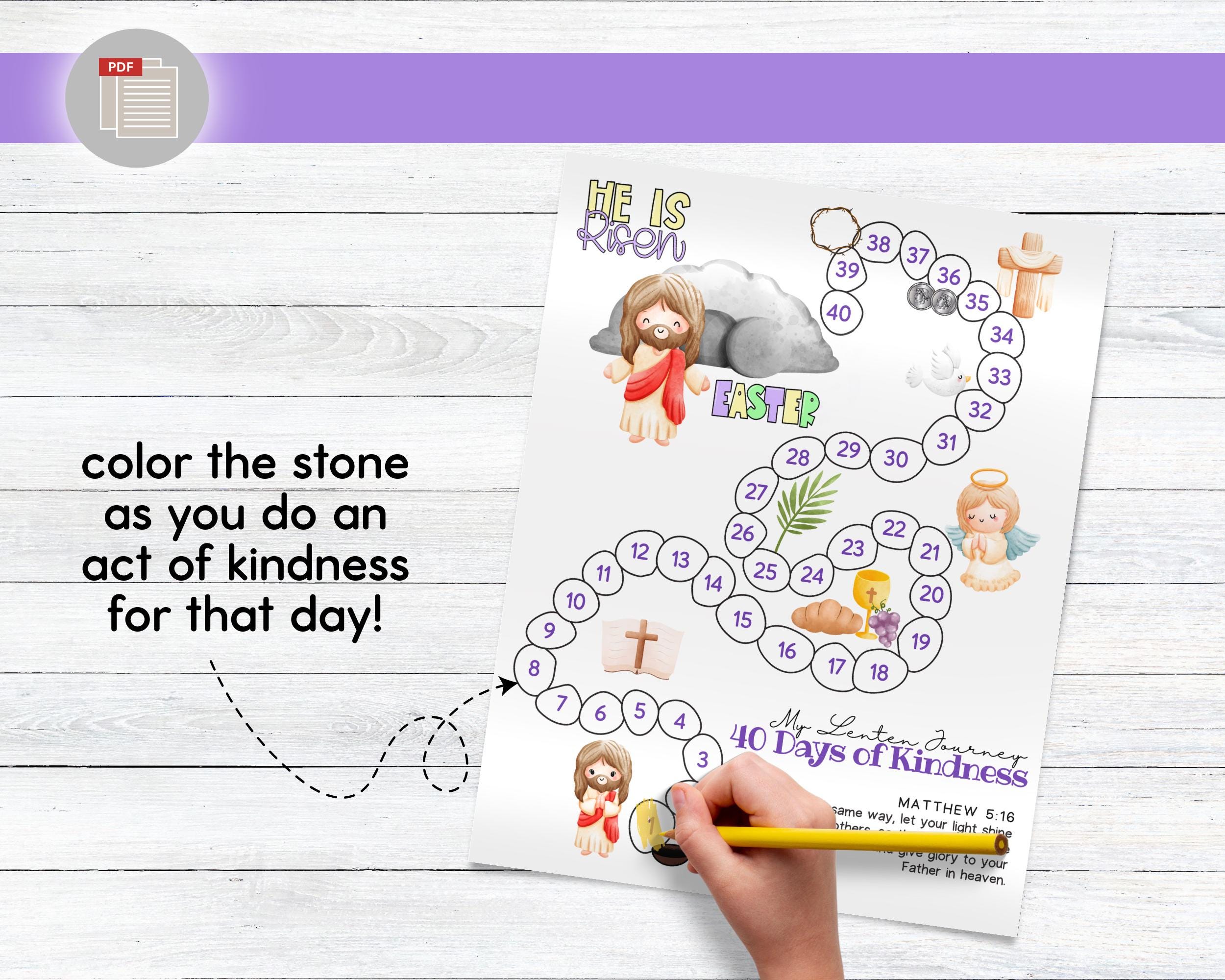 40 Days of Kindness for Lent, Acts of Kindness Lenten Calendar for ...