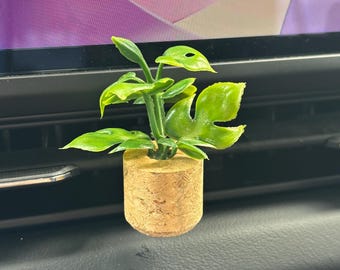 Car Air Freshener~Plant Car Vent Clip *GREEN MONSTERA*