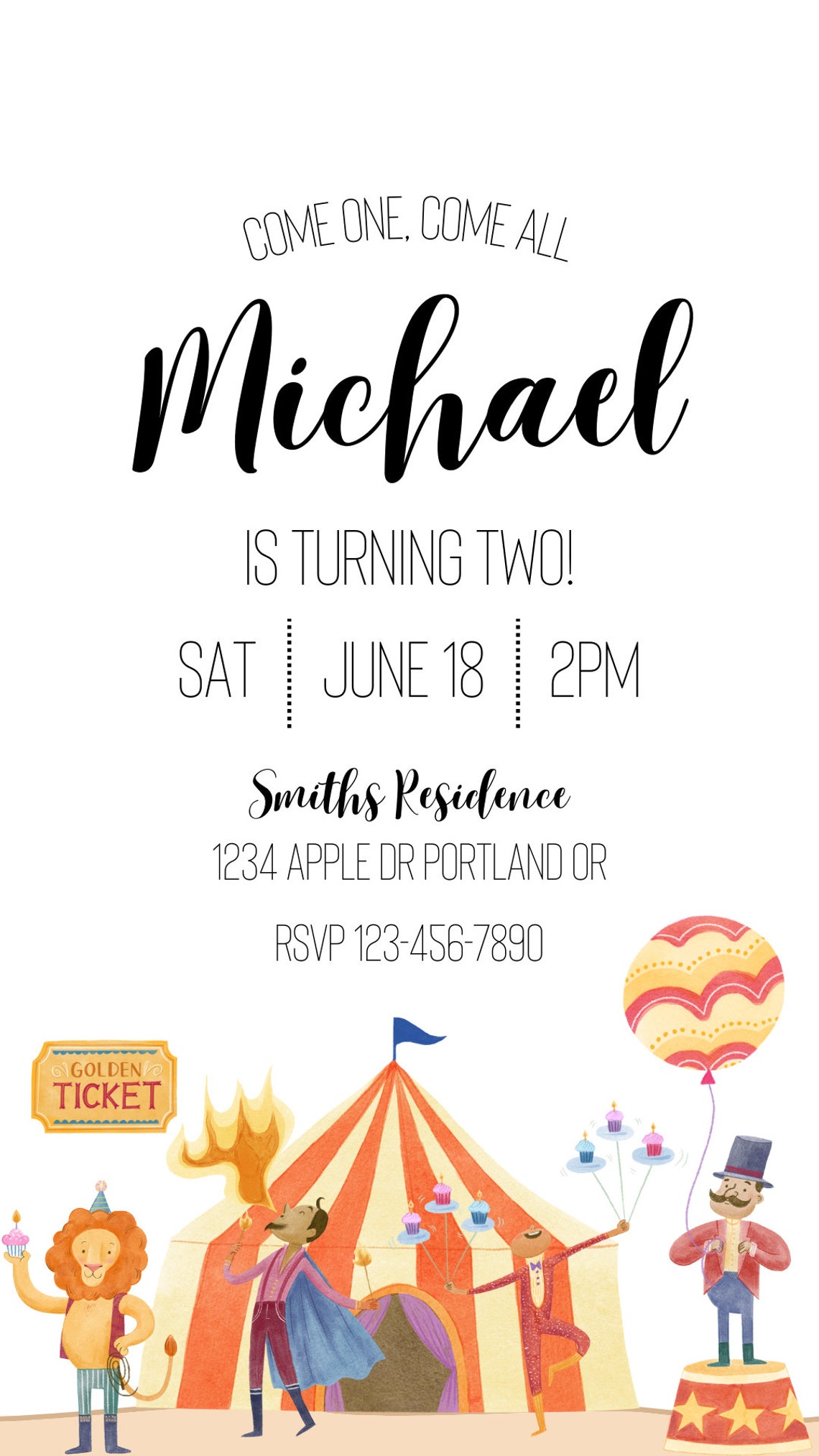 Circus Birthday Invitation Template Modern Circus Birthday - Etsy