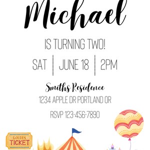 Circus Birthday Invitation Template Modern Circus Birthday - Etsy