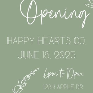 Grand Opening Invitation Template, Green Minimal Elegant Business Flyer ...