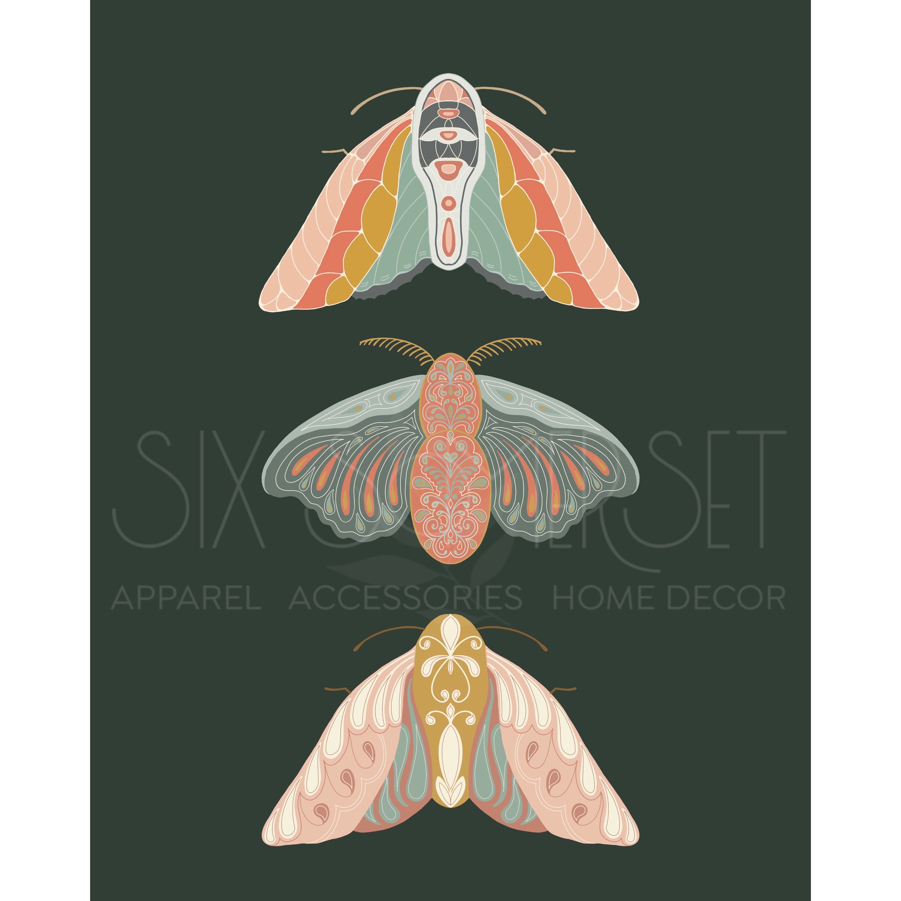Boho Moth Wall Art, Boho Art, Insect Wall Art, Digital Download Only ...