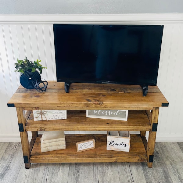 Tv table, Tv console, Tv stand ,Wood tv console, Custom made tv console, Rustic console , Short console