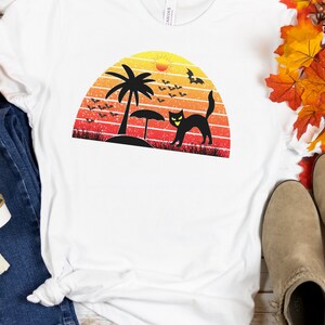 Halloween Vintage T-Shirt, Friends Gifts, Vintage Halloween, Halloween T-Shirt, Black Cat T-Shirt, Halloween Beach Shirt
