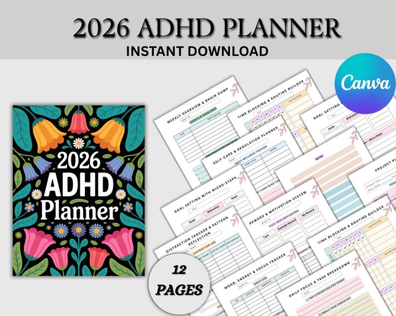 2026 ADHD Planner Printable | Neurodivergent Daily Focus Planner ...