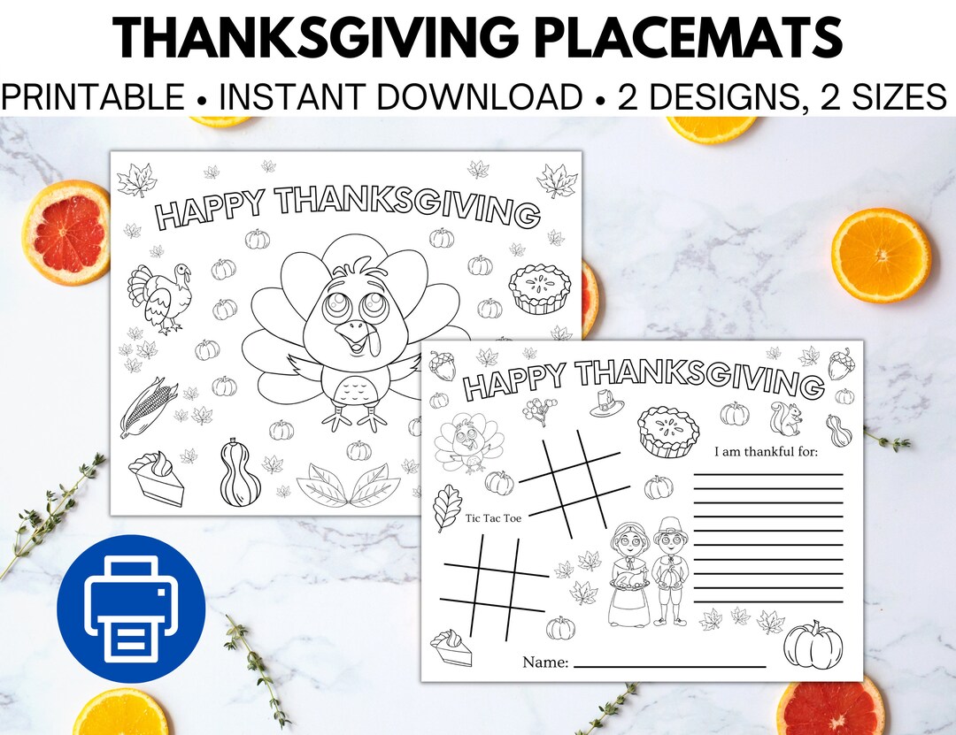 Thanksgiving Placemats Printable Kids Coloring Placemat Thanksgiving