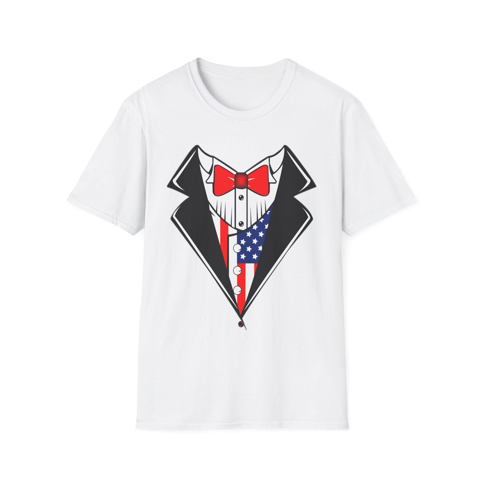 American Flag Tuxedo T-Shirt, Patriotic USA Tee, Independence Day Shirt, Fourth of July Top, Americana Apparel