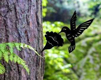Hummingbird Tree Stake DXF SVG-bestanden, Garden Decor DXF-bestanden, dxf-bestanden voor plasma boomstaak, vogel laser gesneden svg-bestand, boomstaak dxf-bestanden