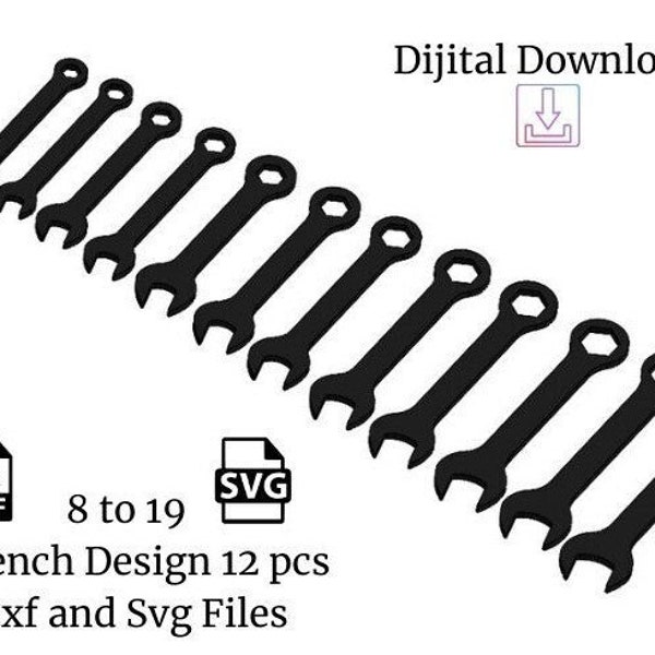 12 uds. Archivos Dxf y SVG de diseño de llave, archivos de corte láser de llave, archivos de corte de plasma de llave, archivos dxf para plasma cnc, archivos dxf para láser