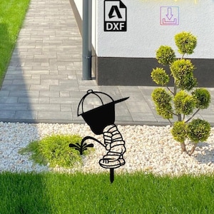 Arquivo de corte de plasma para decoração de jardim / Estacas de jardim Corte a laser Arquivo Dxf Svg / Arquivo Dxf para Plasma / Arquivo Dxf para Laser / Estacas de jardim mijando para crianças