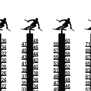 4 stuks, Skier Snow Depth Gauge dxf en svg bestanden, 36 48 60 en 72 inc skier sneeuwmeters dxf bestanden, sneeuwmaat stick svg, sneeuwmeter cut bestand