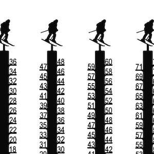 4 pcs,Skier Snow Depth Gauge dxf and svg files, 36 48 60 and 72 inc skier snow gauges dxf files, snow measure stick svg, snow gauge cut file