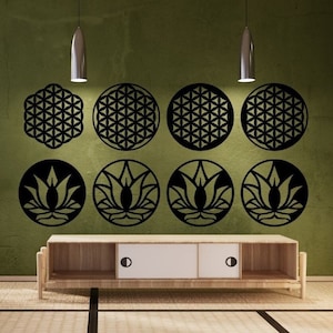 8 Stk. Design /Blume des Lebens SVG DXF Datei / Lotus Blume Svg Dxf Datei / Lotus Blume Wandkunst / Blume des Lebens Wandkunst / Home Decor Dxf Datei