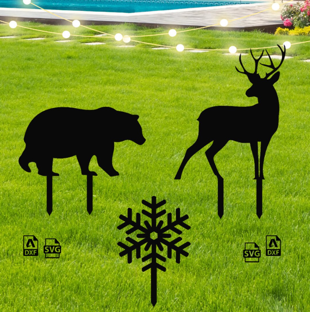 Christmas Garden Stakes Dxf and Svg Files Christmas Stake Laser Cut