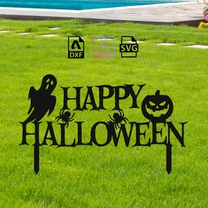 Happy Halloween Garden Stakes dxf en SVG-bestanden/Halloween inzet laser gesneden bestand/Halloween SVG plasma gesneden bestand/Ghost, pompoen, spin teken