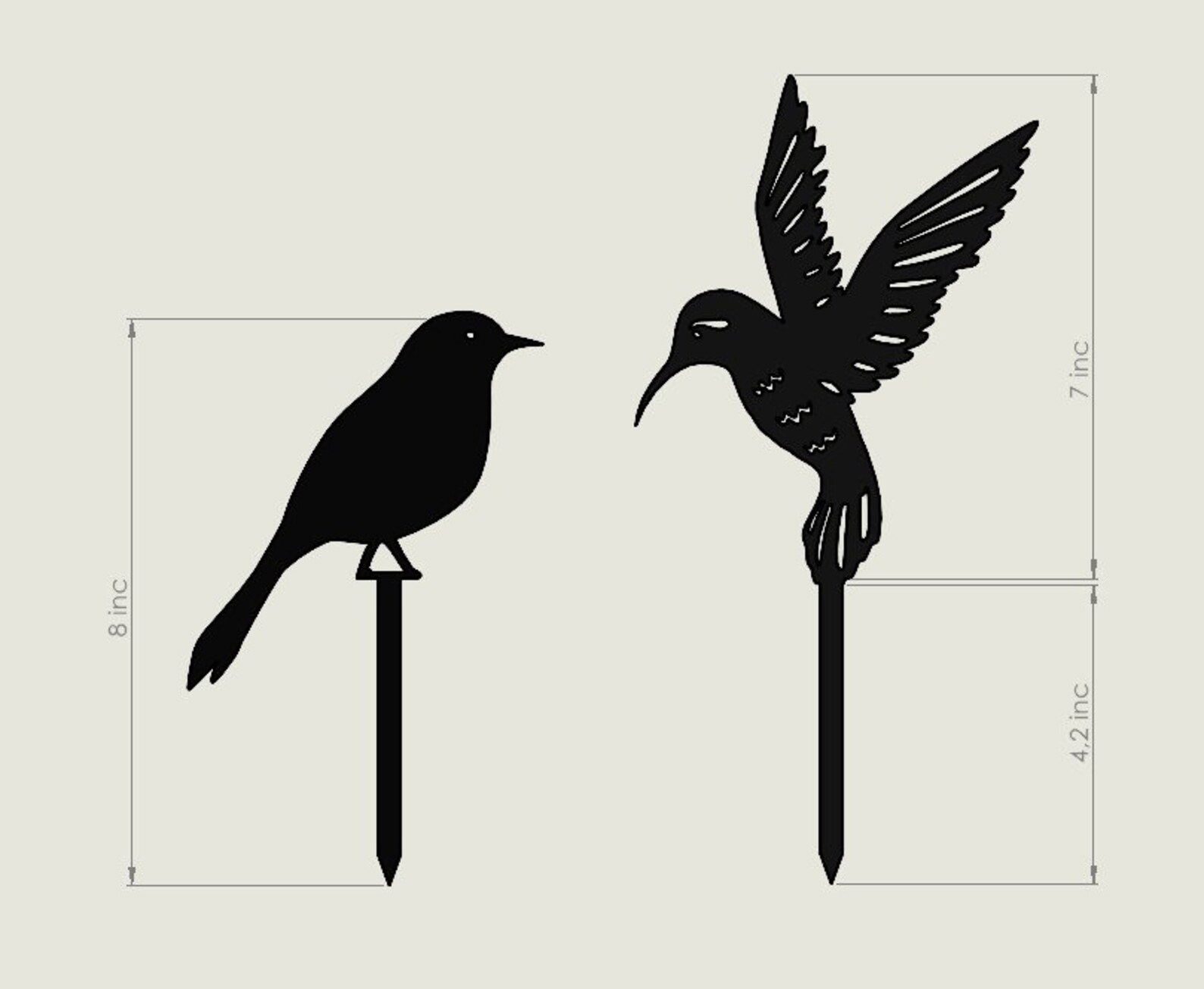 Hummingbird Garden Stakes DXF SVG File / Laser Cut Dxf File/garden
