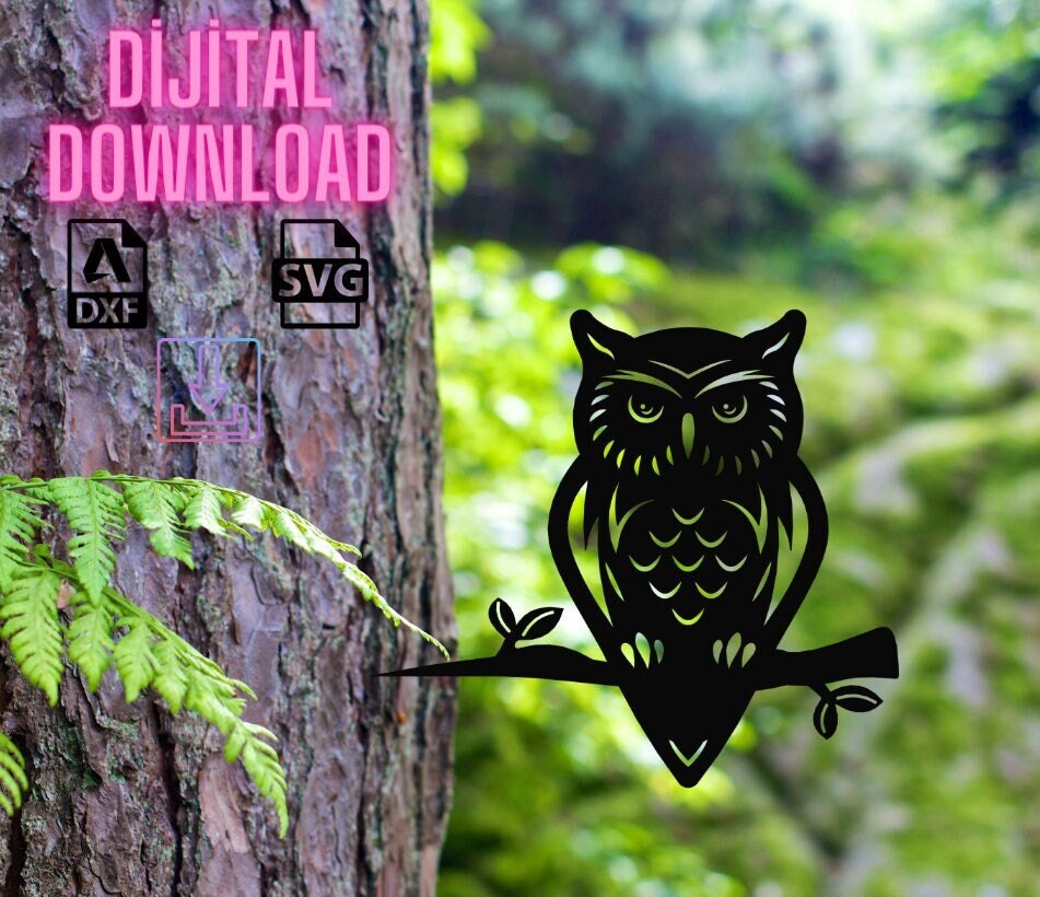 Owl Tree Stake Dxf Svg Files | Garden Tree Decor Laser Cut Files | Plasma Cutting Files | Dxf Files 
