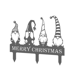 File in formato SVG dxf di Christmas Garden Metal Stakes, file dxf di Metal Christmas Gnomes Stakes, file dxf di Garden Stakes, file dxf di Garden Decor, Noel