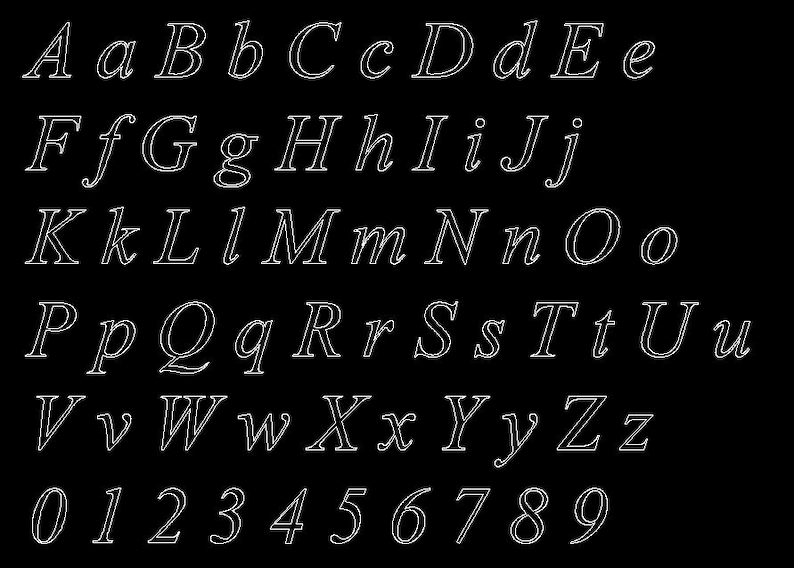 Abc Letters Dxf Laser Cut Stencil/alphabet Letters Dxf Files/0 to 9 or ...