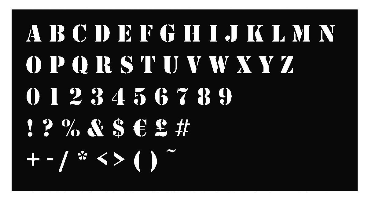 Alphabet stencils font n.15 - Uppercase. Individual letters A to Z, single letter  stencils