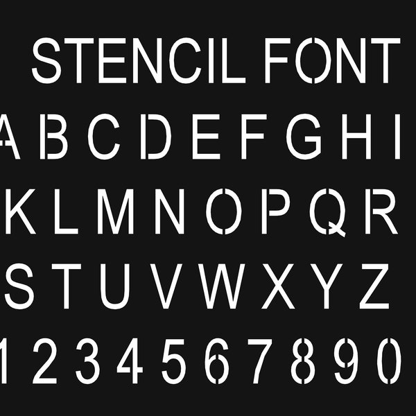 Arial Sitencil Schrift Alphabet Buchstaben dxf svg Dateien | schrift für cnc laserschneiden | Ausschnitt Schrift | dxf fonts for cnc | dxf Dateien für Lasercut