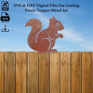 Eichhörnchen Zaun Topper DXF SVG Laser Cut Dateien | Eichhörnchen Gartendekoration | Metall Yard Art | Eichhörnchen-Laserschnitt-Dateien | Laser geschnitten Dateien