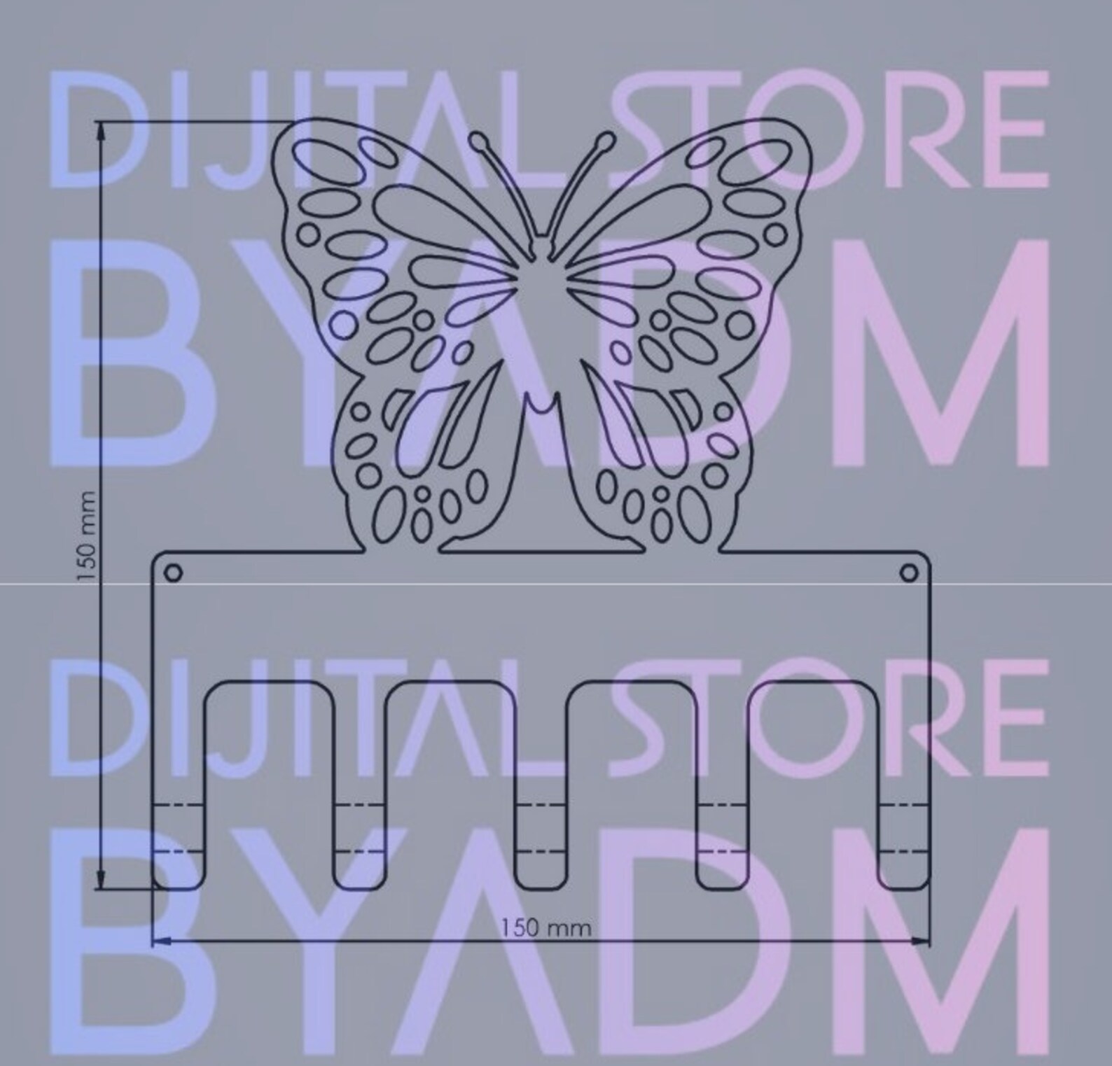 Butterfly Key Holder Dxf Svg Cut Files / Dxf Files for Plasma/metal Key