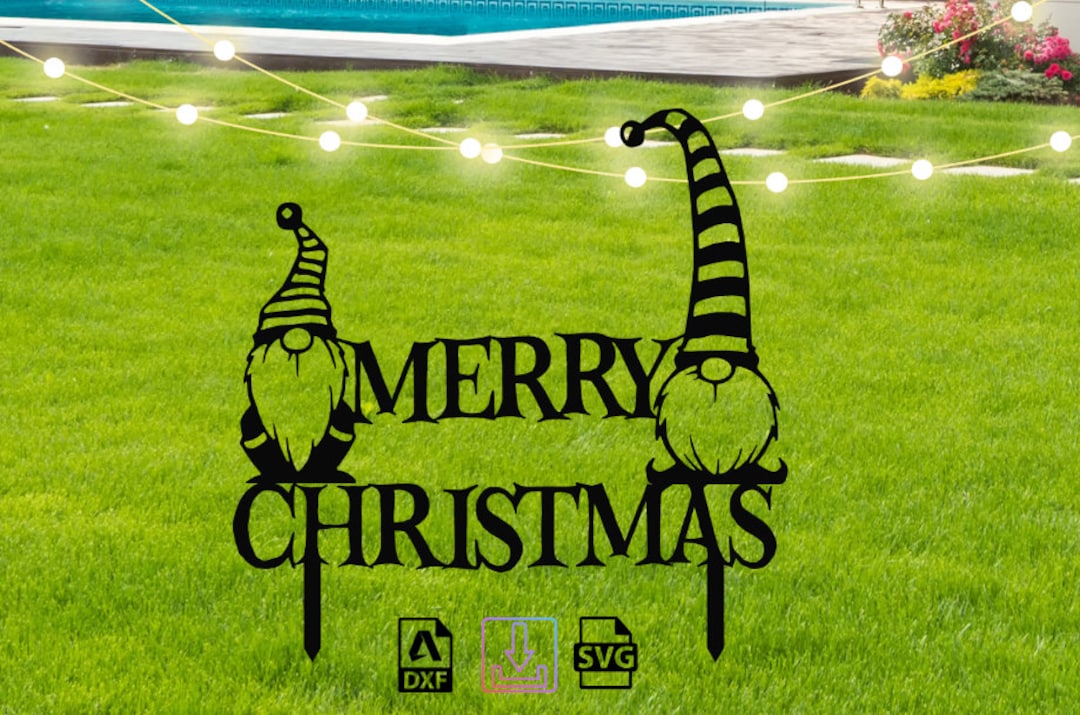 Merry Christmas Garden Stakes Dxf and Svg Files Christmas Etsy