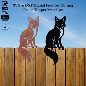 Fichiers SVG DXF Fox Fence Topper | Décoration de jardin renard | Art de jardin en métal | Silhouette de renard en métal pour clôture de jardin | Fichier de découpe laser et plasma