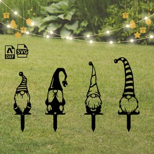 Weihnachtszwerge Garten Stakes Dekor DXF SVG-Dateien, Gartenzwerg Stakes Dxf-Dateien, Garten Dekor Dxf-Dateien, Garten Zwerg