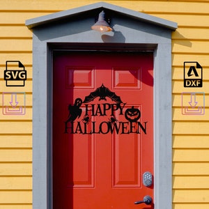 Halloween Door Decor dxf and svg files/ halloween laser cut file/ halloween svg plasma cut file/ Ghost, pumpkin, spider , bat sign