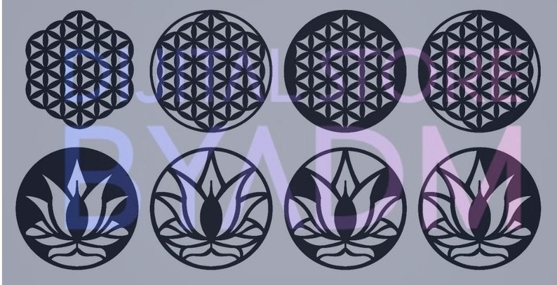 8 Pcs Design /flower of Life SVG DXF File / Lotus Flower Svg Dxf File
