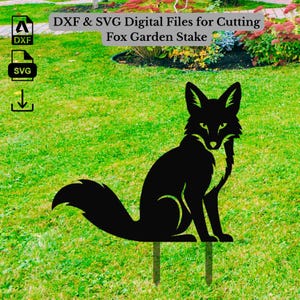 Fox Garden Stake SVG DXF | Laser Cut Metal Yard Art | Fox Silhoutte for Plasma Cutting | Fox Lawn Decoration | Wildlife Garden Decor File