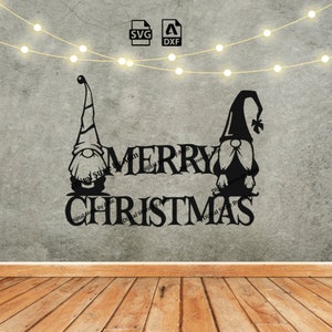 Frohe Weihnachten-Zwerge Dxf-Svg-Dateien | Metall Weihnachten Wichtel Wand Dekor Dxf Dateien | Wand Kunst Plasmen Dxf | Weihnachts-Plasma-Schnitt-Dateien