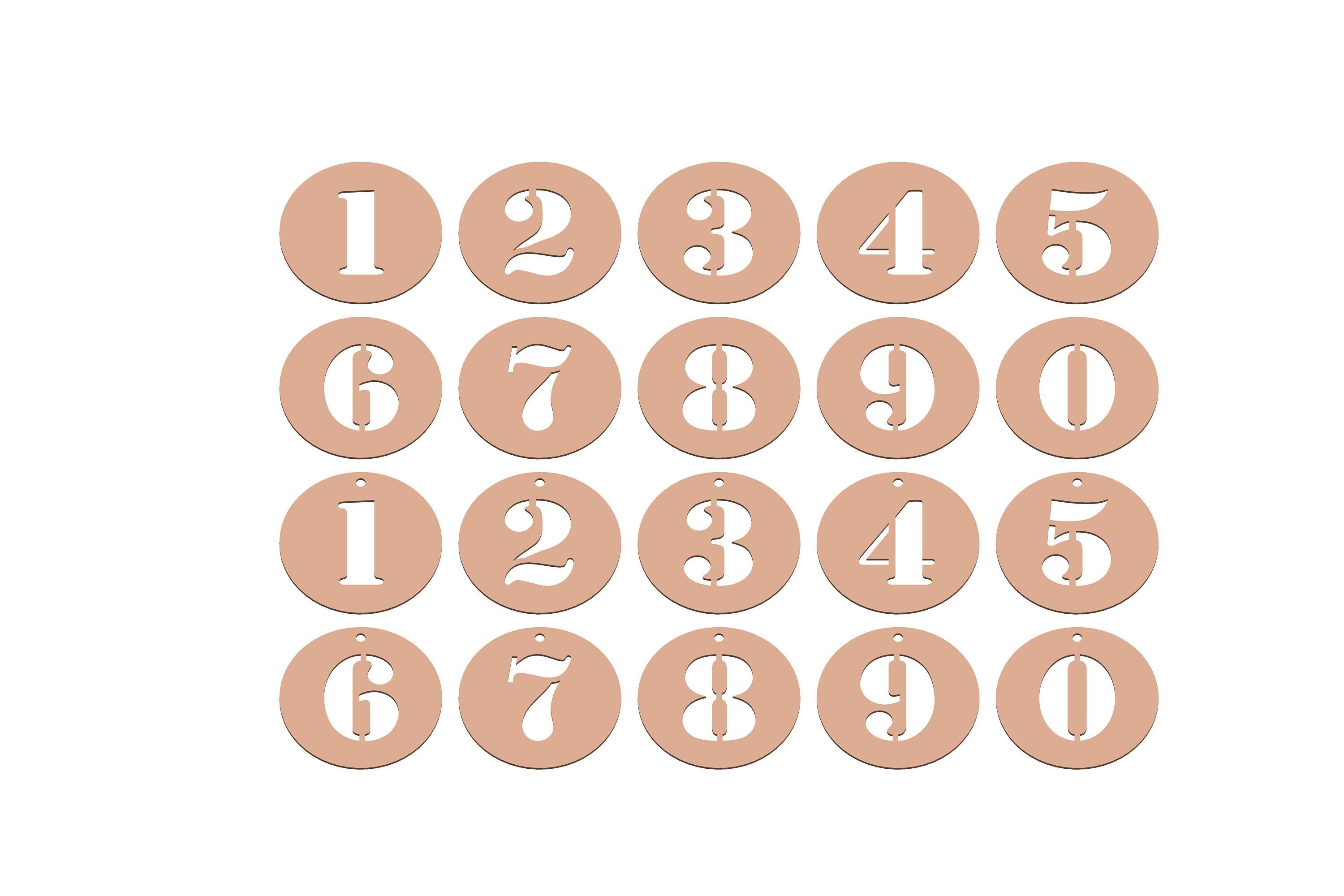 Round Numbers Laser Cut File| 0 to 9 Round Numbers Dxf Svg Png Jpg File| Circle Numbers Ornament ...
