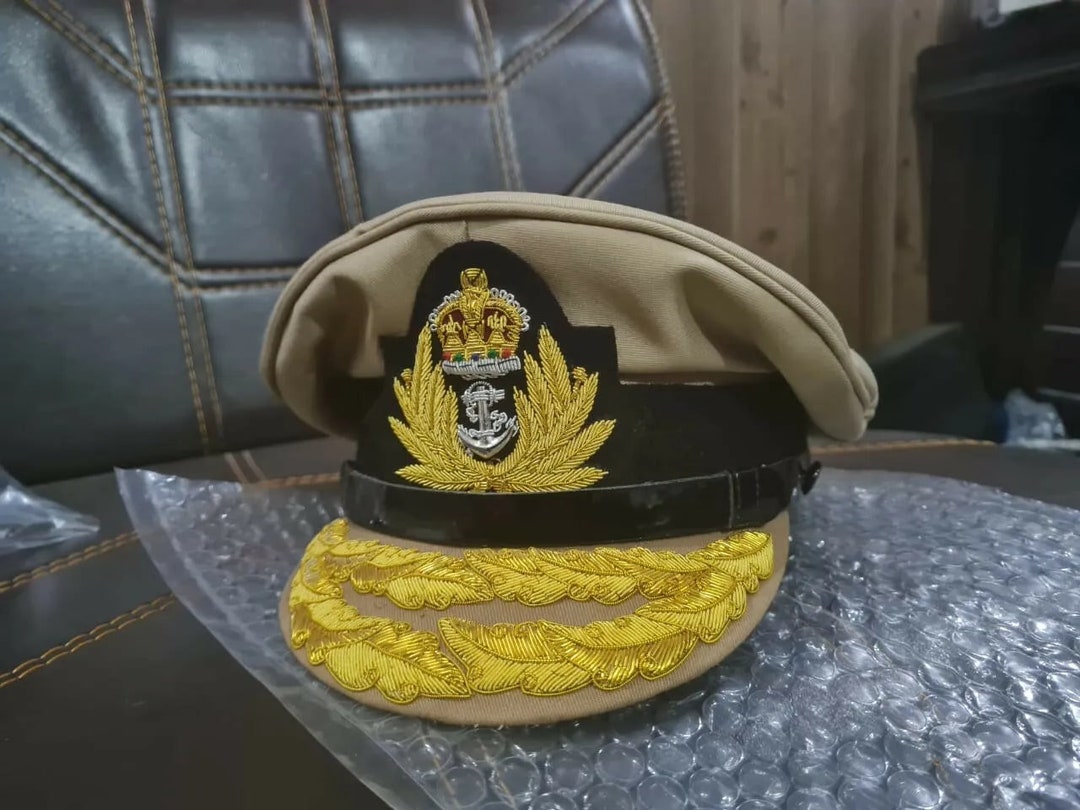 UK Royal Navy Admiral Officer Khaki White or Black Hat Cap, New, All Sizes Etsy