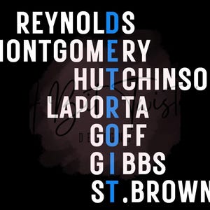 Solid Detroit Lions svg png Names Hutch Goff St. Brown sublimation dtf htv