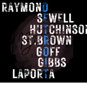 Detroit Lions svg png Names Sewell Hutch Goff St. Brown sublimation dtf htv