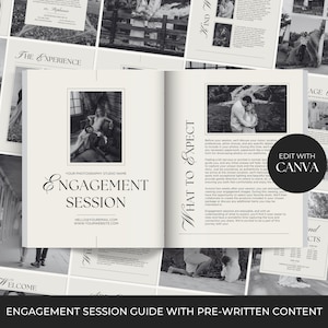 Engagement Session Guide, Engagement Photography Style Guide, Couples Photography Guide, Wedding Guide, Magazine Template, Canva