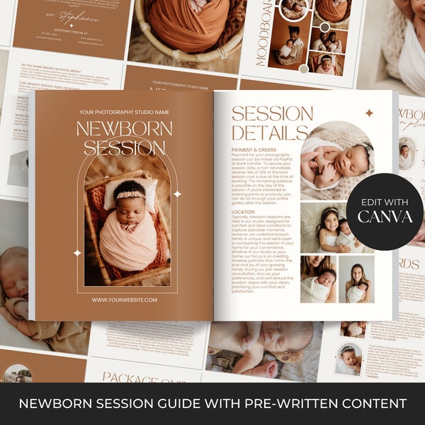 Newborn Session Prep Guide, Newborn Session Template, Newborn Photography Pricing Template Canva, Newborn Styling Guide, Client Guide