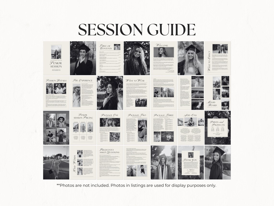 Senior Session Guide, Senior Photography Style Guide, Photographer Pricing Guide, High School ...
