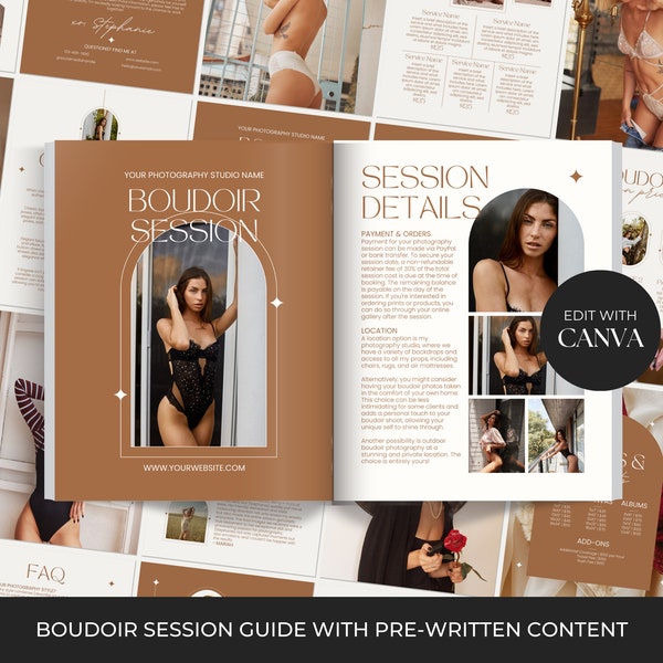 Boudoir Session Client Guide, Boudoir Style & Posing Guide, Boudoir Photography Magazine Template Canva, Boudoir Photographer Pricing Guide