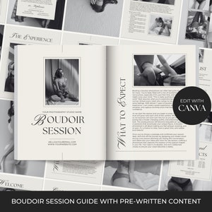 Boudoir Session Prep Guide, Boudoir Client Guide, Boudoir Style & Posing Guide, Boudoir Photography Marketing, Magazine Template, Canva