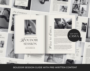 Boudoir Session Prep Guide, Photography Magazine Template (Canva)