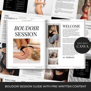 Boudoir Session Prep Guide, Boudoir Style Guide, Boudoir Photography Marketing Template Canva, Boudoir Photographer Price Guide