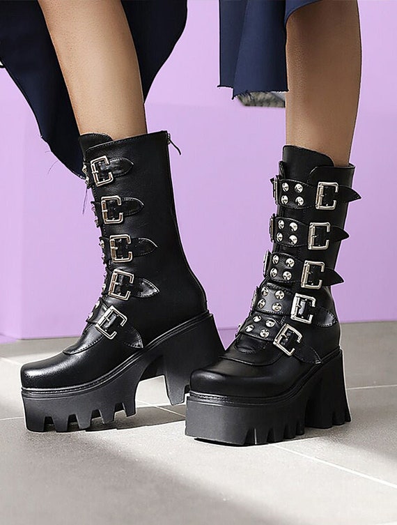 Gothic Punk Platform Boots Aesthetic Platform Boots Alt Style Boots Goth Boots Egirl Aesthetic Shoes Women Boots Women Goth Boots Etsy