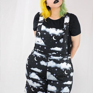 Night Sky Overalls - Astrology, Celestial Clothing, Cosmos, Star Divination, Cloud Shortalls, Cosmic Clothing, Goth Clothing, Alt Clothing,