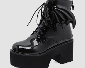 Obscurity Platform Boots - Gothic Boots, Chunky Heel Boots, Mall Goth Alt Style Shoes, Alt Shoes, Alt Boots, Vampire Shoes, Cute Boots,
