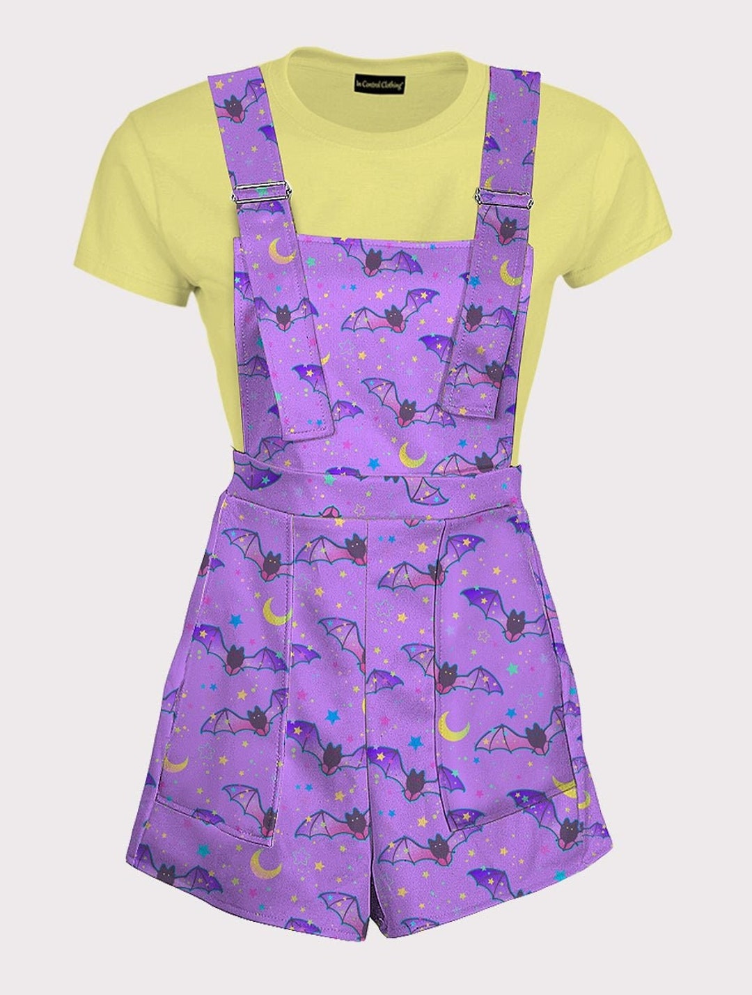Spooky Cute Bat Print Overalls Pastel Goth Bat Pattern Etsy