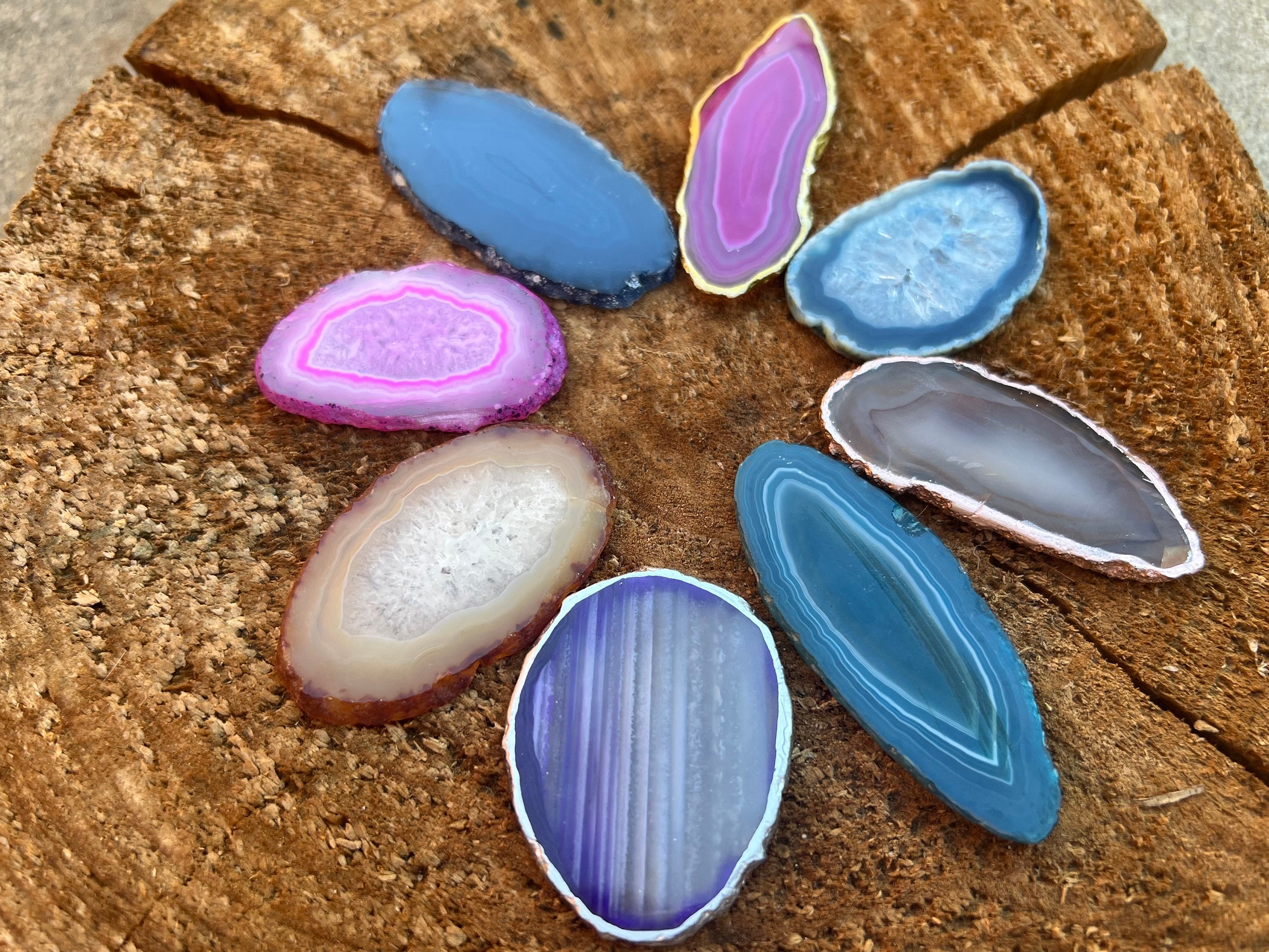 Agate Geode Stemless Wine Glass: Iridescent Angular Glass - Etsy